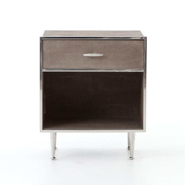 Shagreen store round nightstand